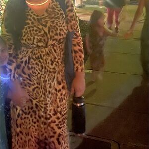 Leopard Print Stretch I.N.C Medium 58” Length LS Shoulder Pads